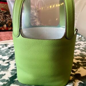 Lime Green Cowhide Leather Women’s Bucket Bag - Happy Spring!